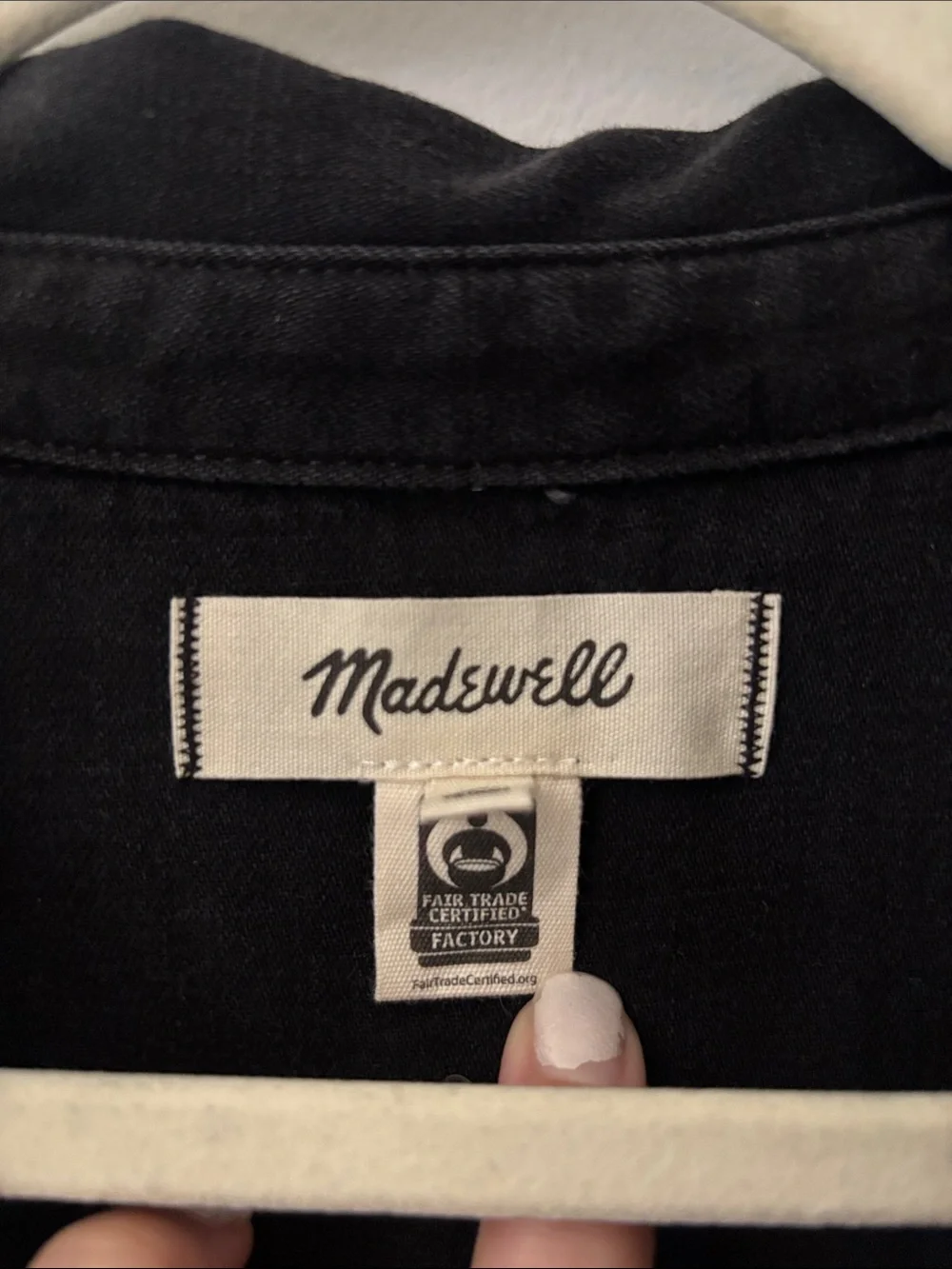 Madewell 100% Cotton Washed Black Button-Front Denim Tunic Shirt Dress Size 10